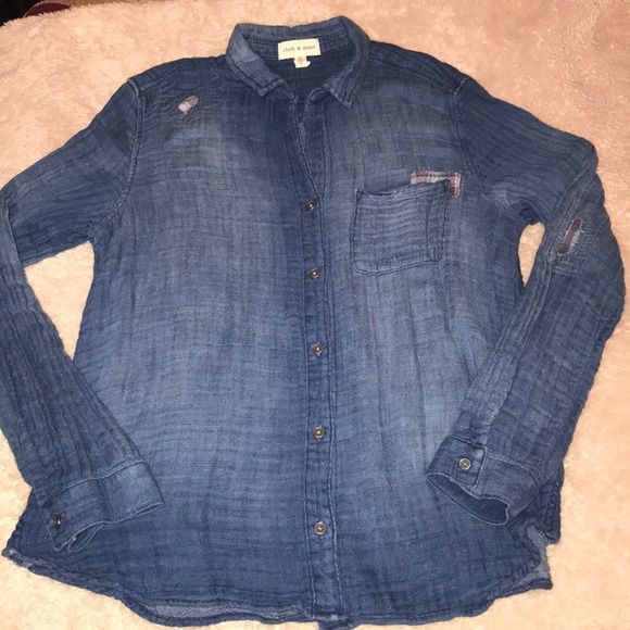 Anthropologie Tops - Cloth & Stone Denim Patch Top Size Large